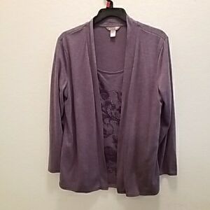 White Stag Lavender Open Front Sweater